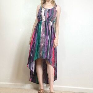 Xhilaration Multicolored Striped High Low Racerback Dress